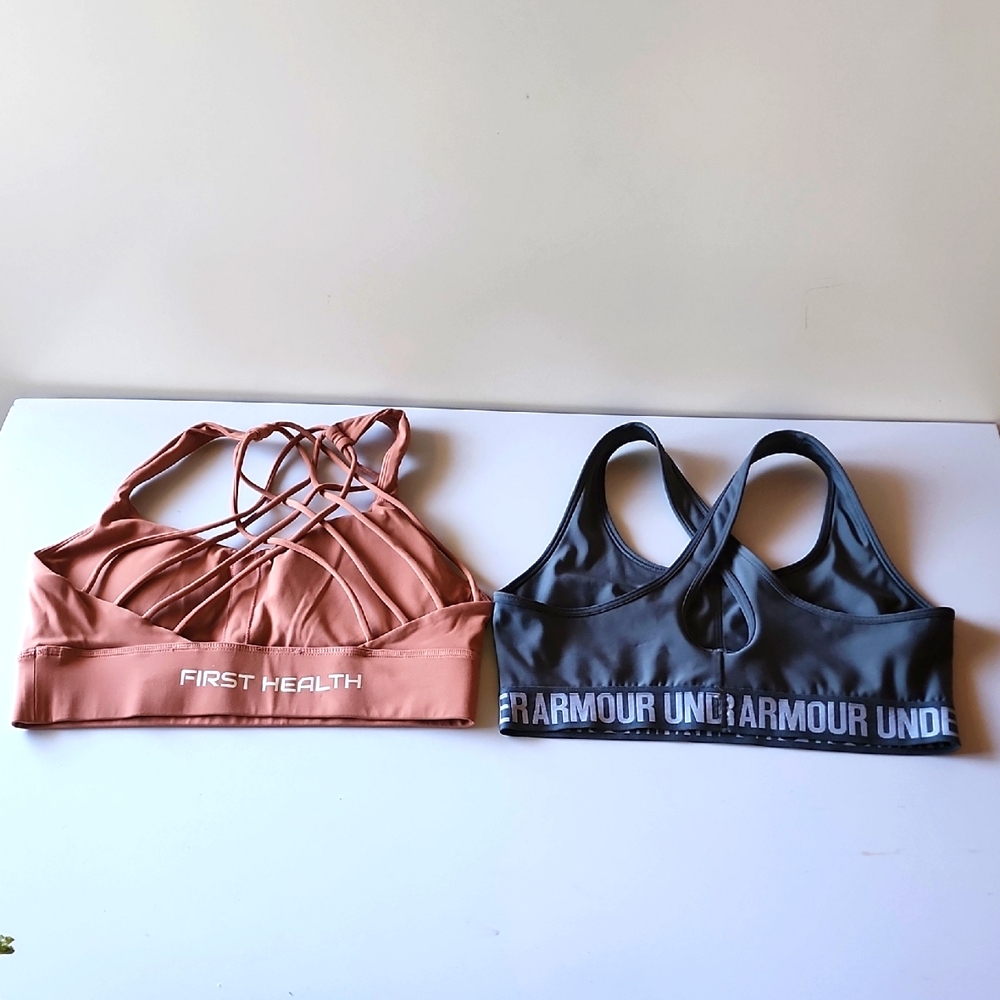 Under Armour and First Health Sports Bra Set - Black and Tan. - Picture 2 of 11